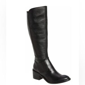 DONALD PLINER Classic Black Riding Full Length Pebble Leather Boots  SZ 7.5